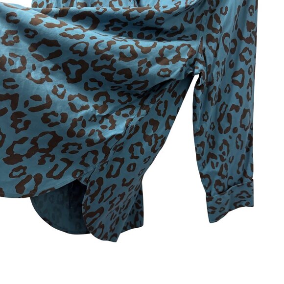 Chicos Teal & Black Leopard Print Button-Up Shirt Size 14 women shirt - Picture 7 of 12